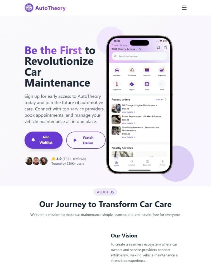 AutoTheory, Automotive Service Platform
